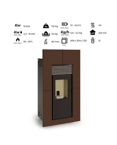 Estufa pellets LUNA 10 kw marrón vintage. FERLUX Estufa pellets LUNA 10 kw marrón vintage. FERLUX