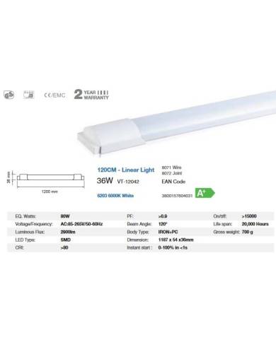 comprar 36W 120Cm Led Tube Fitting With Tube 6000K Blanca (Tubo+Soporte Continuo) de V-TAC - Iluminacion comprar 36W 120Cm Led Tube Fitting With Tube 6000K Blanca (Tubo+Soporte Continuo) de V-TAC - Iluminacion