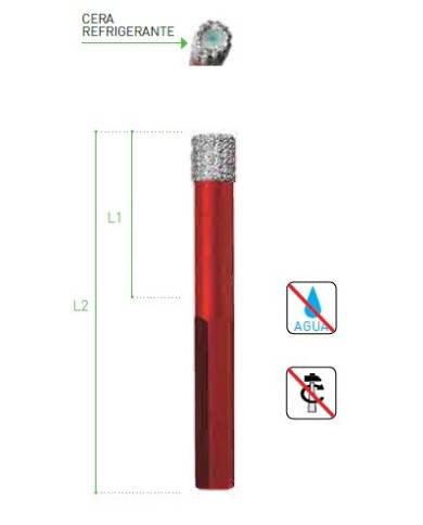 comprar Corona diamante porcelánico cera roja (Taladro) Ø5mm. Disnel de MUSSOL - Coronas