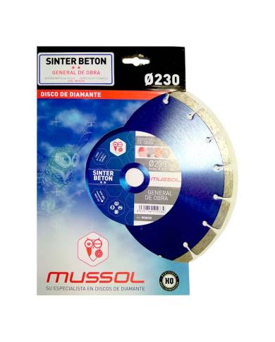 comprar Disco diamante General Obra Sinter Betón H10 Ø230mm Eje: 22.23mm. WSB230 Mussol de MUSSOL - Discos corte y desbaste comprar Disco diamante General Obra Sinter Betón H10 Ø230mm Eje: 22.23mm. WSB230 Mussol de MUSSOL - Discos corte y desbaste
