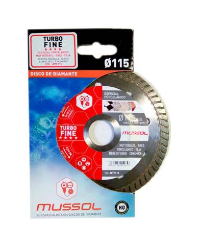 comprar Disco diamante porcelánico Turbo Fine Ø115mm Eje 22.23mm. WTF115 Mussol de DISNEL - Discos corte y desbaste comprar Disco diamante porcelánico Turbo Fine Ø115mm Eje 22.23mm. WTF115 Mussol de DISNEL - Discos corte y desbaste