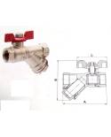 Valvula Esfera Palomilla Color Rojo Con Filtro Hh 3/4 Arco