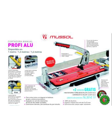 comprar Cortadora cerámica manual 60cm de aluminio + 2 Discos de MUSSOL - Oulet
