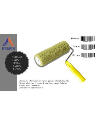 comprar Rodillo Felpón brico Ø50mm - 180mm. Mango PP. Herpin de HERPIN - Decoración y pintura comprar Rodillo Felpón brico Ø50mm - 180mm. Mango PP. Herpin de HERPIN - Decoración y pintura