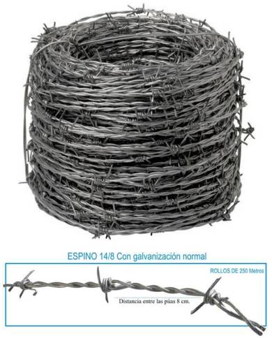 comprar Alambre ganadero de espino galvanizado 13/8. Rollo 250m. Aliseda de ALISEDA - Alambres comprar Alambre ganadero de espino galvanizado 13/8. Rollo 250m. Aliseda de ALISEDA - Alambres