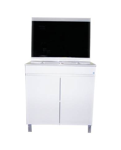 Mueble baño Ancora 80cm Blanco P2. Incluye: Lavabo + Espejo + Aplique. Accua