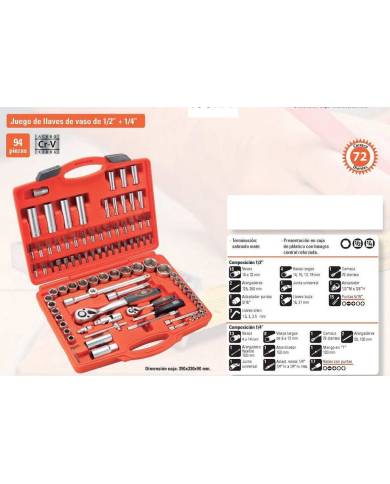 comprar Juego de llaves de vaso y accesorios de 94 piezas de 1/2" - 1/4". 192392 Alyco Orange de ALYCO-HR - Vaso comprar Juego de llaves de vaso y accesorios de 94 piezas de 1/2" - 1/4". 192392 Alyco Orange de ALYCO-HR - Vaso
