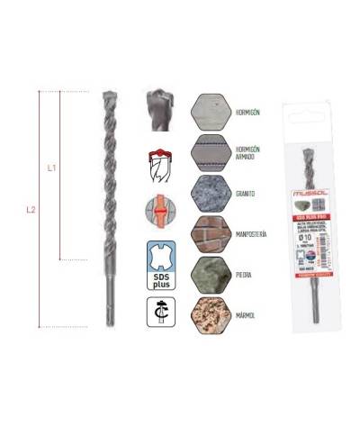 comprar Broca SDS-Plus 15x210mm Hormigon-Piedra Mussol de DISNEL - Brocas Y Coronas