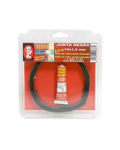 Kit reparación: Junta negra plana 15mm + pegamento refractario. PQS Kit reparación: Junta negra plana 15mm + pegamento refractario. PQS