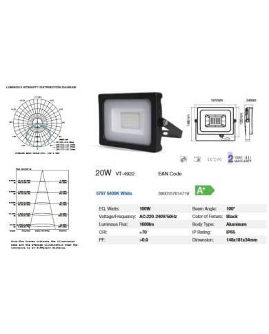 comprar 20W Led Floodlight Black Body Smd 6000K Blanca (Foco-Proyector) V-Tac de V-TAC - Iluminacion comprar 20W Led Floodlight Black Body Smd 6000K Blanca (Foco-Proyector) V-Tac de V-TAC - Iluminacion