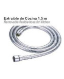 Flexo de acero de doble grapado para grifo de cocina de 1.5 m Flexo de acero de doble grapado para grifo de cocina de 1.5 m