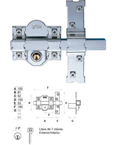 comprar Cerrojo 101-L/105 70mm Pintado. 01558 FAC de FAC - Cerraduras sobreponer comprar Cerrojo 101-L/105 70mm Pintado. 01558 FAC de FAC - Cerraduras sobreponer