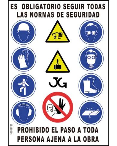 comprar Cartel Multi-Obra "Es obligatorio seguir todas las las normas de de seguridad" 10x700cm. JG de JG SEÑALIZACION - Señalización