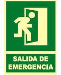Señal de Emergencia fotoluminiscente Texto "Salida de emergencia" 297x210mm. JG