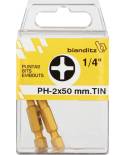 2 puntas destornillador 1/4" TIN PH 3x50mm