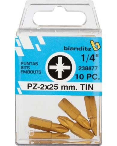 comprar 5 puntas destornillador 1/4" TIN PZ 2x25mm de BIANDITZ - Puntas comprar 5 puntas destornillador 1/4" TIN PZ 2x25mm de BIANDITZ - Puntas