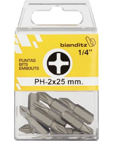 comprar 10 puntas destornillador 1/4" TIN PH 1x25mm de BIANDITZ - Puntas comprar 10 puntas destornillador 1/4" TIN PH 1x25mm de BIANDITZ - Puntas