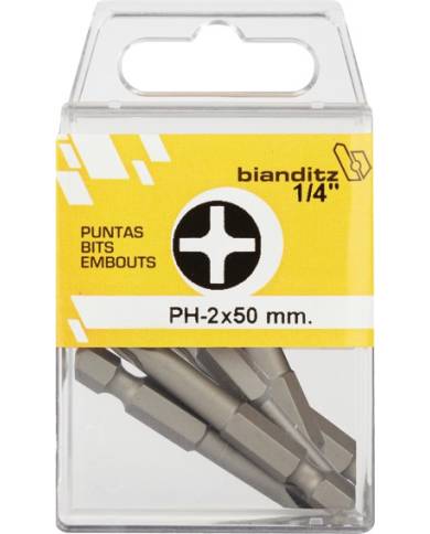 comprar 5 puntas destornillador 1/4" TIN PH 1x50mm de BIANDITZ - Puntas comprar 5 puntas destornillador 1/4" TIN PH 1x50mm de BIANDITZ - Puntas