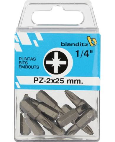 comprar 10 puntas destornillador 1/4" TIN PZ 2x25mm de BIANDITZ - Puntas comprar 10 puntas destornillador 1/4" TIN PZ 2x25mm de BIANDITZ - Puntas
