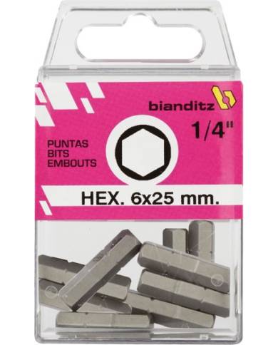 comprar 10 puntas destornillador 1/4" HEX 6x25mm de BIANDITZ - Puntas comprar 10 puntas destornillador 1/4" HEX 6x25mm de BIANDITZ - Puntas