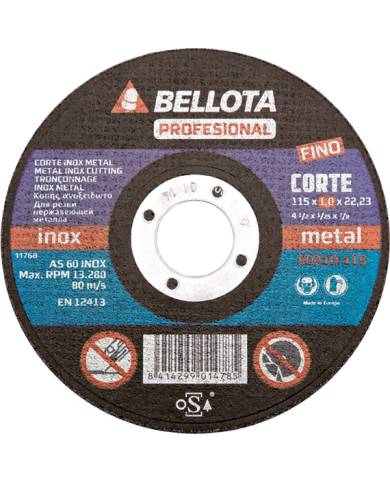 comprar Disco corte Inox 115x1x22mm AS60. 50300115 Bellota de BELLOTA - Discos corte y desbaste comprar Disco corte Inox 115x1x22mm AS60. 50300115 Bellota de BELLOTA - Discos corte y desbaste