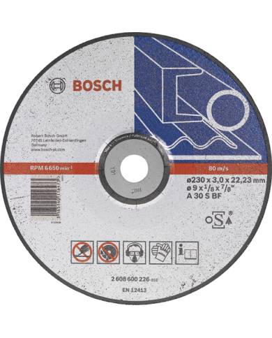 comprar Disco cóncavo corte metal BF A30S 230x3.0x22.23mm. Bosch de BOSCH - Discos corte y desbaste comprar Disco cóncavo corte metal BF A30S 230x3.0x22.23mm. Bosch de BOSCH - Discos corte y desbaste