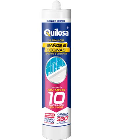 comprar Silicona ácida para Baño/Cocina blanca o transparente 280ml. Quilosa de QUILOSA - Siliconas y masillas