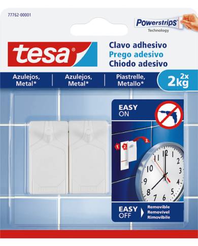 comprar 1 blister de 2 Clavos adhesivos SMS para azulejos y metal SMS. Sujeción hasta 2Kg. 77762 Tesa (Venta en packs del 8 blísters) de TESA-TAPE - Cintas adhesivas comprar 1 blister de 2 Clavos adhesivos SMS para azulejos y metal SMS. Sujeción hasta 2Kg. 77762 Tesa (Venta en packs del 8 blísters) de TESA-TAPE - Cintas adhesivas