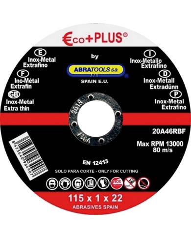 comprar Disco Inox E+P 115x1.0x22.23mm 20A46RBF. 011151000 Abratools de ABRATOOLS - Discos corte y desbaste comprar Disco Inox E+P 115x1.0x22.23mm 20A46RBF. 011151000 Abratools de ABRATOOLS - Discos corte y desbaste