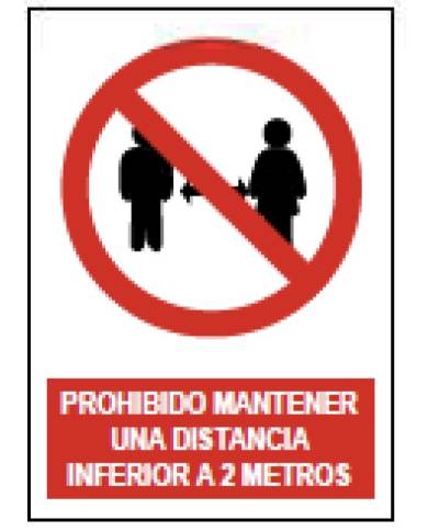 comprar Señal de Prohibición "Prohibido mantener una distancia inferior a 2m" 40x30cm. JG de JG SEÑALIZACION - Señalización