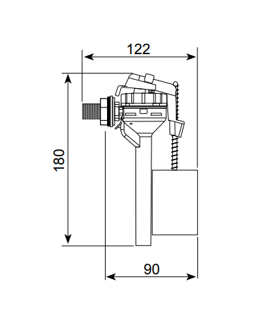 comprar Grifo flotador ultracompacto Servo-Válvula entrada lateral de 3/8" Topy - Wirquin de WIRQUIN - Mecanismos de cisterna WC