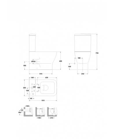 comprar Taza Inodoro BTW compact Emma Square. G2716001 Gala de GALA - Sanitarios