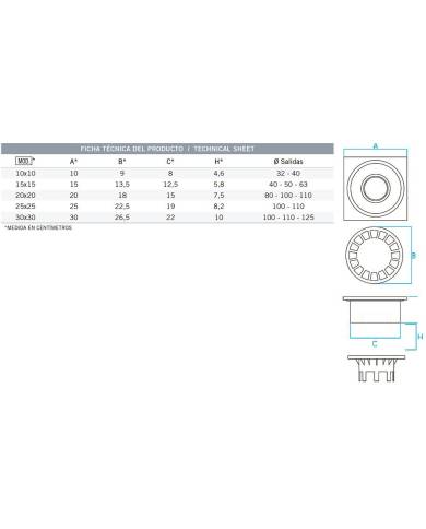 comprar Sumidero sifónico salida vertical 15x15 50. CH15-01 Odem de ODEM-(EDIL-ARREDO) - Sumideros Y Calderetas