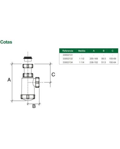 comprar Sifón botella salida horizontal con racor extensible 1 1/4". R-13 33002134 Riuvert de RIUVERT - Sifones y desagues comprar Sifón botella salida horizontal con racor extensible 1 1/4". R-13 33002134 Riuvert de RIUVERT - Sifones y desagues