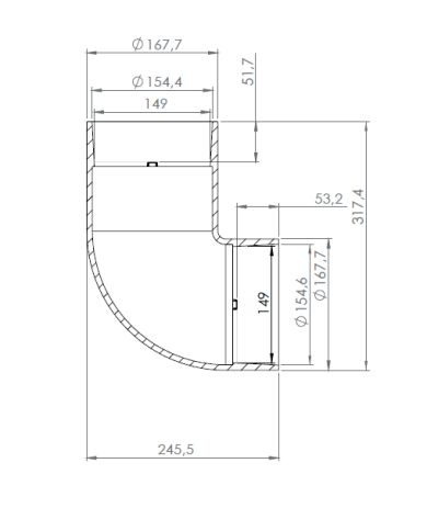 comprar Codo fundición Ø150-90º para salida de humos. Lacunza de LACUNZA - Tubos humos para leña