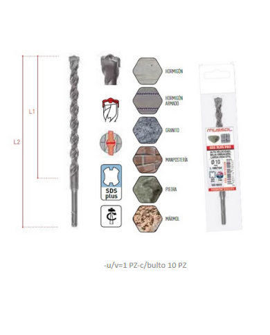 comprar Broca SDS-Plus 10x260mm Hormigon-Piedra Mussol de MUSSOL - Brocas Y Coronas comprar Broca SDS-Plus 10x260mm Hormigon-Piedra Mussol de MUSSOL - Brocas Y Coronas