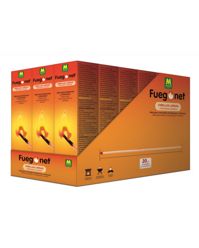comprar 1 Caja Cerillas largas de 20cm 50 fósforos. 231124 Fuegonet (Venta expositor completo de 36 cajas) de FUEGO NET - Barbacoas comprar 1 Caja Cerillas largas de 20cm 50 fósforos. 231124 Fuegonet (Venta expositor completo de 36 cajas) de FUEGO NET - Barbacoas