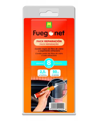 comprar Pack reparación: Cordón negro Ø8mm + Pegamento 50ml. 231243 Fuegonet de FUEGO NET - Acesorios chimeneas