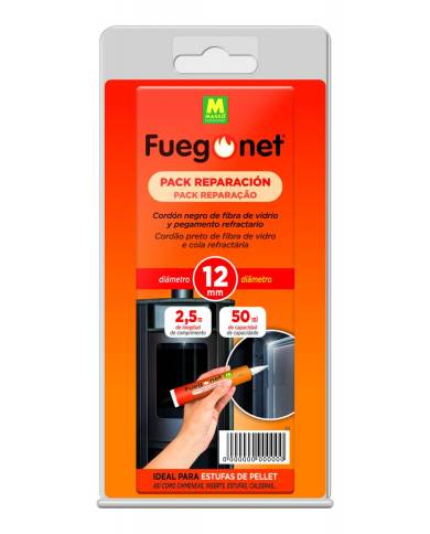 comprar Pack reparación: Cordón negro Ø12mm + Pegamento 50ml. 231327 Fuegonet de FUEGO NET - Acesorios chimeneas