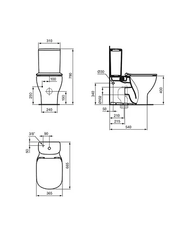 comprar Pack inodoro compeleto Tesi Aquablade®: Inodoro + tanque + tapa amortiguada + codo. T371701 Ideal Standard de Ideal Standard - Sanitarios