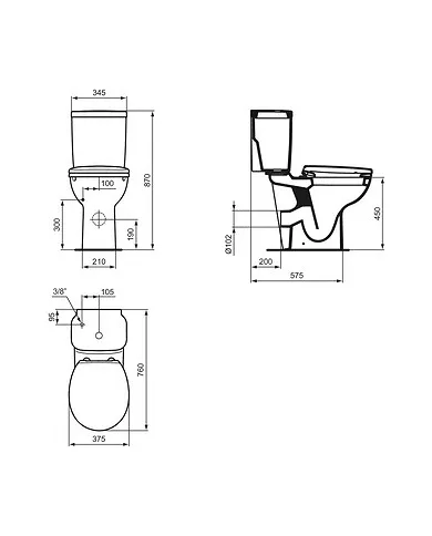 comprar Taza inodoro abierto elevado discapacidad Contour 21. Altura 46cm. S310601 Ideal Standard de Ideal Standard - Sanitarios