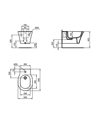 comprar Bidé Connect Air adosado a pared. E233401 Ideal Standard de Ideal Standard - Oulet