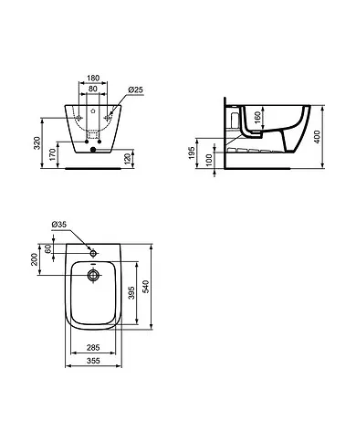 comprar Bidé suspendido con fijación oculta i.live B. T461501 Ideal Standard de Ideal Standard - Sanitarios