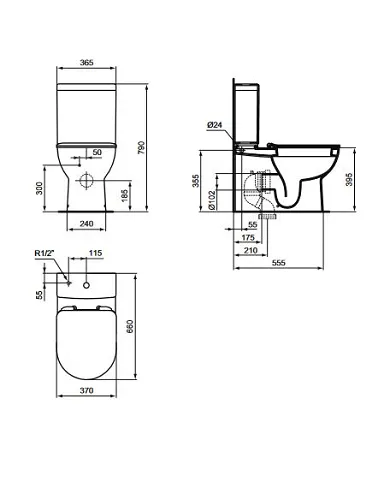 comprar Pack inodoro completo adosado Eurovit : Taza + tanque completo + tapa amortiguada. T443601 Ideal Standard de Ideal Standard - Sanitarios