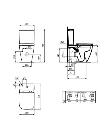 comprar Pack inodoro a pared corta proyección i.live S: Taza + tanque completo + tapa amortiguada. T481601 Ideal standard de Ideal Standard - Sanitarios