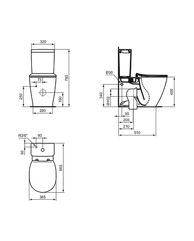 comprar Pack inodoro a pared Connect: Taza + tanque completo + tapa amortiguada. E234601 Ideal Standard de Ideal Standard - Sanitarios