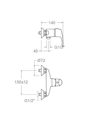 Monomando ducha Vulcano 6908S. Ramon Soler