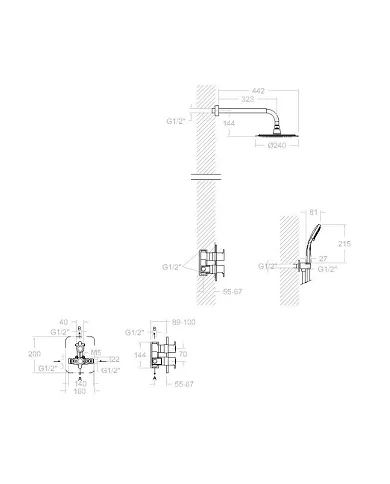 comprar Kit ducha empotrada Blautherm. Termostática - 2 vías. 948712RP240 Ramon Soler de RAMON-SOLER - Griferia