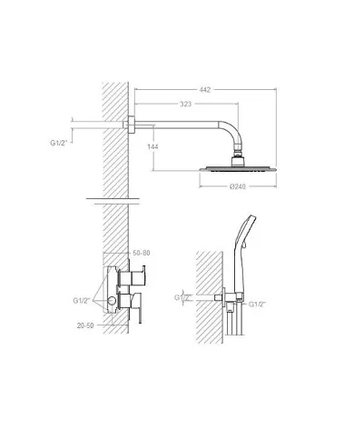 comprar Kit ducha empotrada Blautherm. Monomando - Rociador redondo. Ref.941502RP240 Ramon Soler de RAMON-SOLER - Griferia