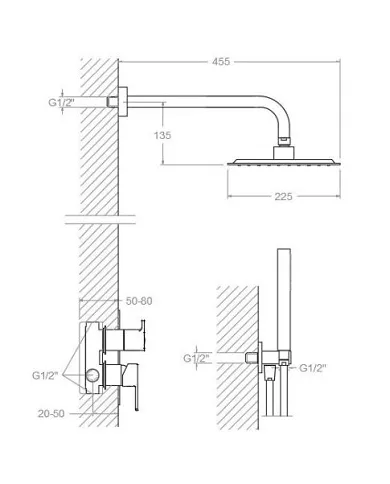 comprar ramonsoler. Kit ducha empotrada Blautherm. Monomando - Rociador cuadrado. Ref.941502RPK225 Ramon Soler de RAMON-SOLER - Griferia